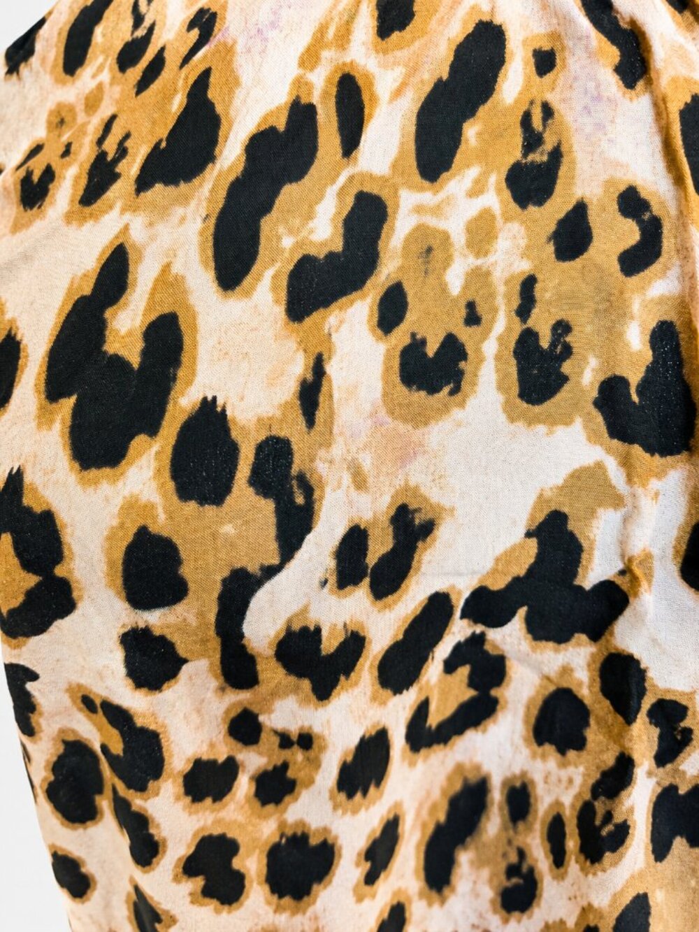 Zingara Leopard Print Halter Maxi Dress Cover-Up Pink Trim OS One Size Fits All - Picture 9 of 9